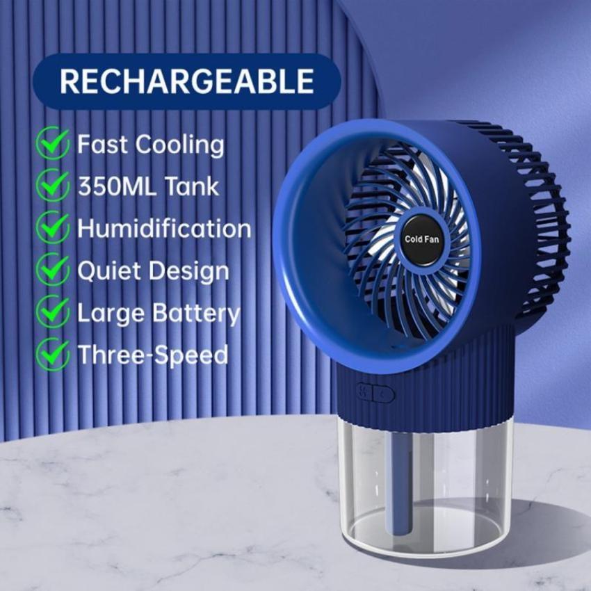 Neuer befeuchtender Ventilator USB-Aufladung Leiser Sprühventilator Zwei in Eins Leistungsstarker Elektrolüfter Energiesparend für Zuhause Schlafsaal