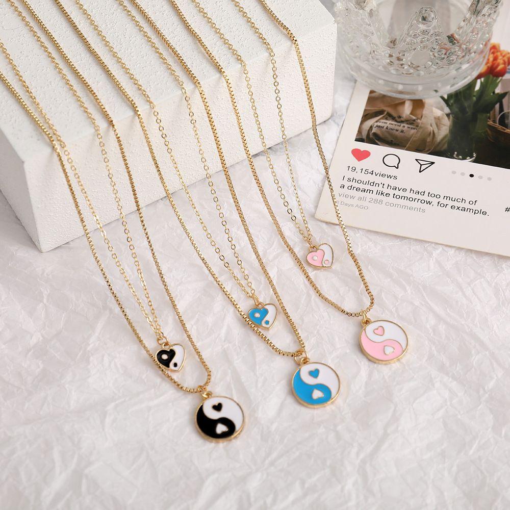 

Fashion Love Tai Chi Round Jewelry Choker Pendant Clavicle Chain Necklace