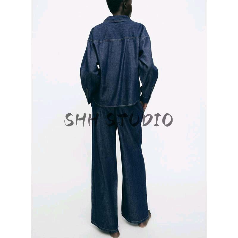 Spring New Women's Clothing High Waist Wide Leg Jogging Jeans 4083023 Loose Denim Shirt 4083024