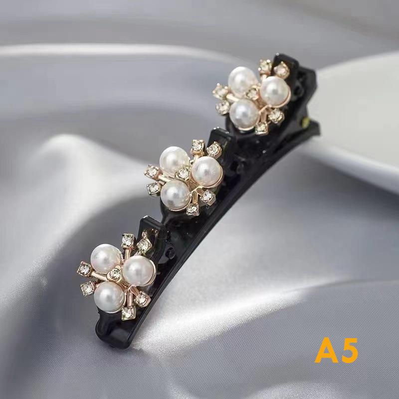 Sparkling Crystal Stone Braided Hair Clips Double Bangs Braided Barrettes Hairpins Women Girls Headwear Hair Styling Accessories