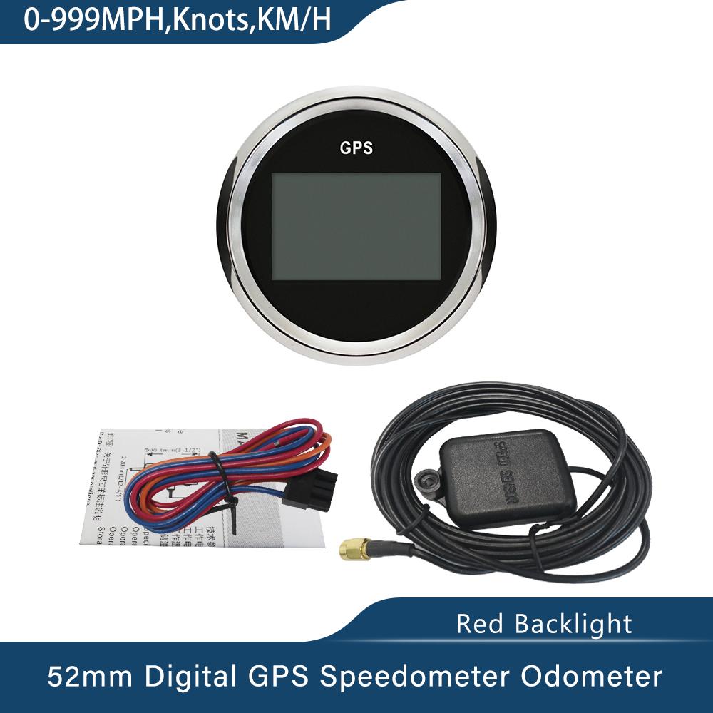 ELING New 52mm 2" Digital GPS Speedometer Odometer Kit for Car Boat Motorcycle Auto Replacement Round Gauge 12V 24V