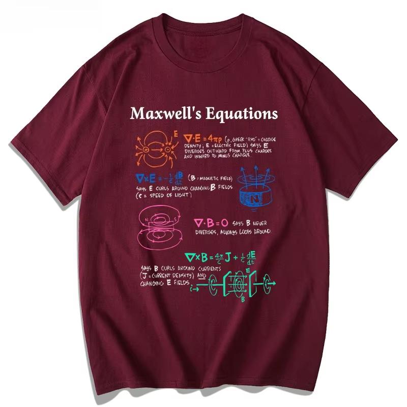 Maxwell Equation Formula Physics Cotton Short Sleeve TShirt Men's Women's Summer T-Shirt Scientific Research Casual Short Sleeve