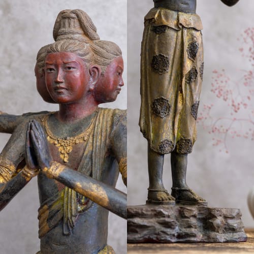 National Treasure Ashura Statue, 41cm, Lacquer Finish, Wax Cast/Bronze, Modeled by Nitten Sculptor Kita Toshikatsu, Buddhist Statue, Takaoka Bronzewar