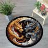 Round Dragon Pattern Non-Slip Area Rug, Anti-Shedding Polyester Carpet for Office Bedroom Porch, Washable Indoor Decor Mat