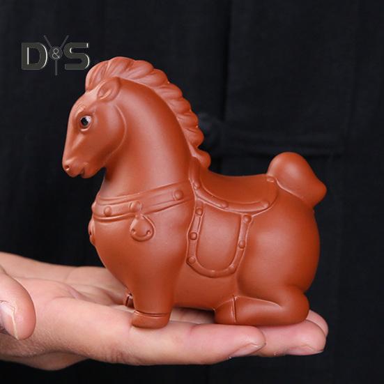 Horse Tea Pet Purple Clay Chinese Style Ornaments Vivid Image Pony Zen Decoration Desktop Tea Gadget