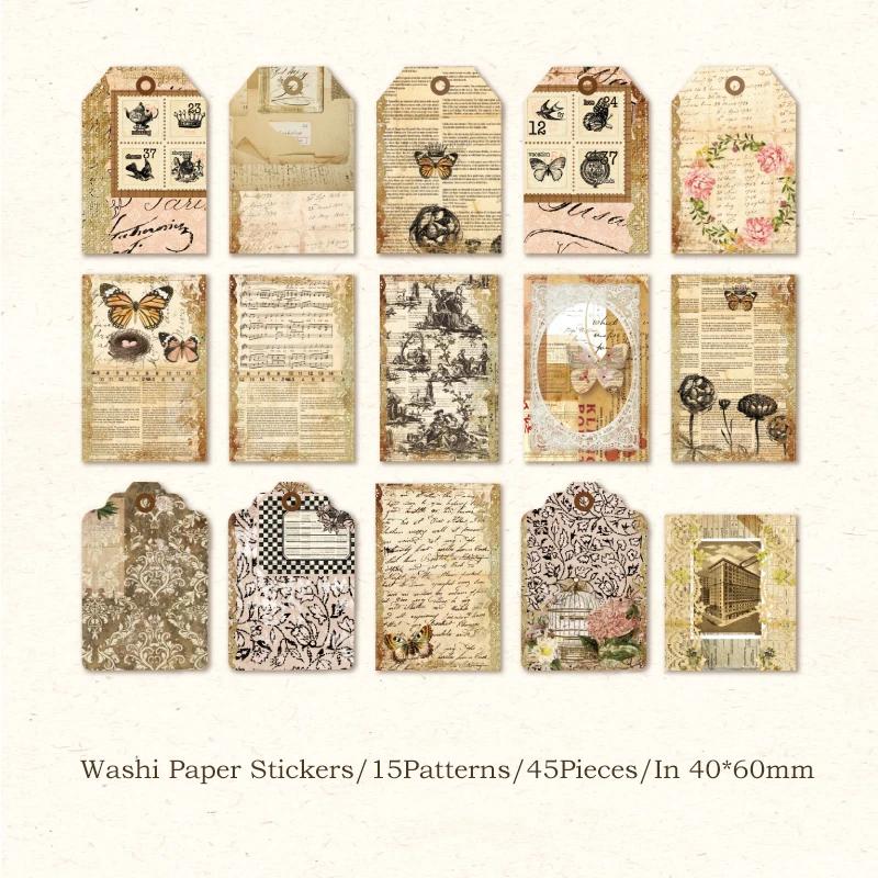 Journamm 45 buc/pachet Pachet de autocolante Srapbook Materiale vintage Decor Junk Journal DIY Album foto Colaj Jurnal Autocolant Papetarie