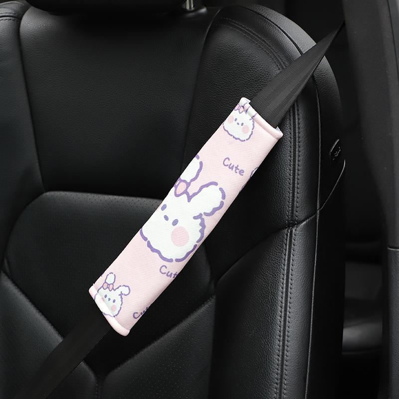 Cartoon Bunny Ice Silk Car Seat Belt Shoulder Pad Cover Anti Chafe Car Accessory