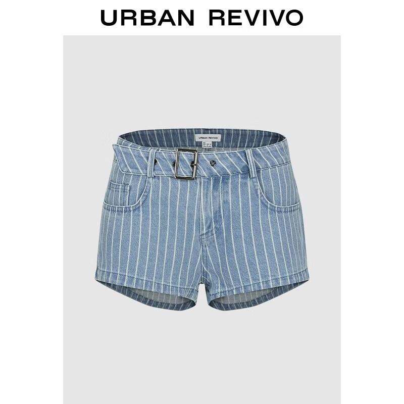 UR2026 Women s Striped Belted Denim Shorts 27
