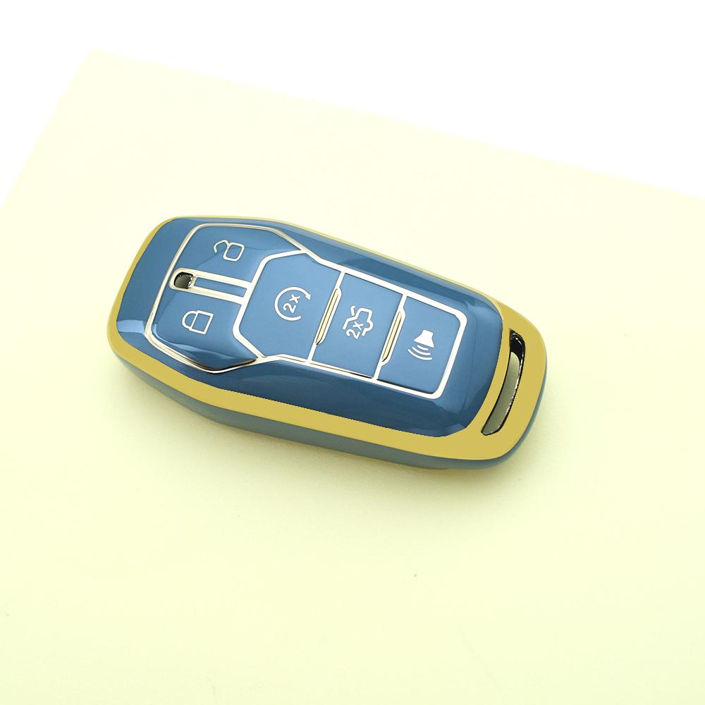 

Gold Edge Auto Keyless Fashion TPU Car Key Cover Case Shell Fob Holder For Ford Fusion Mondeo Mustang F-150 Explorer Edge Accessories серый