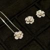 Xiaoxiangfeng Three-Dimensional Petal Camellia Necklace With Diamond White Rose Ring Light Luxury Flower Ring Open Bracelet Female