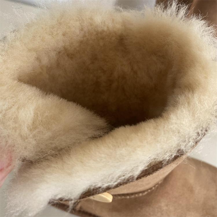 Henan Sangpo snow boots women's winter new medium tube sheepskin fur integrated fleece thickened warm snow cotton shoes