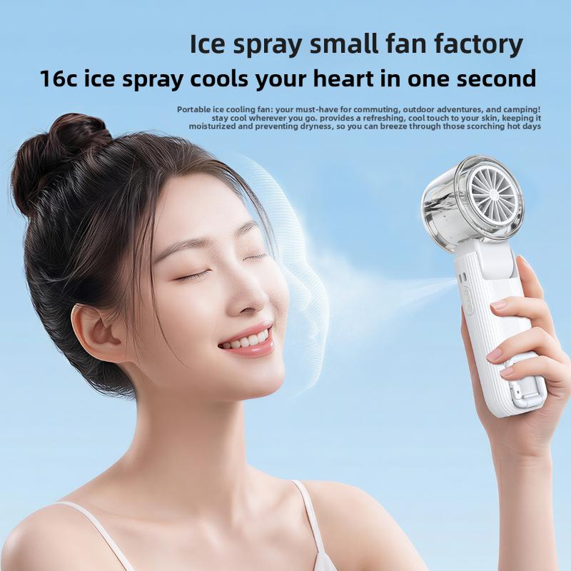 Foldable Water Mist Ice Spray High Speed Fan Portable Cooling Fan Neck Hanging Type-C Adjustable Speed for Home Office Outdoor
