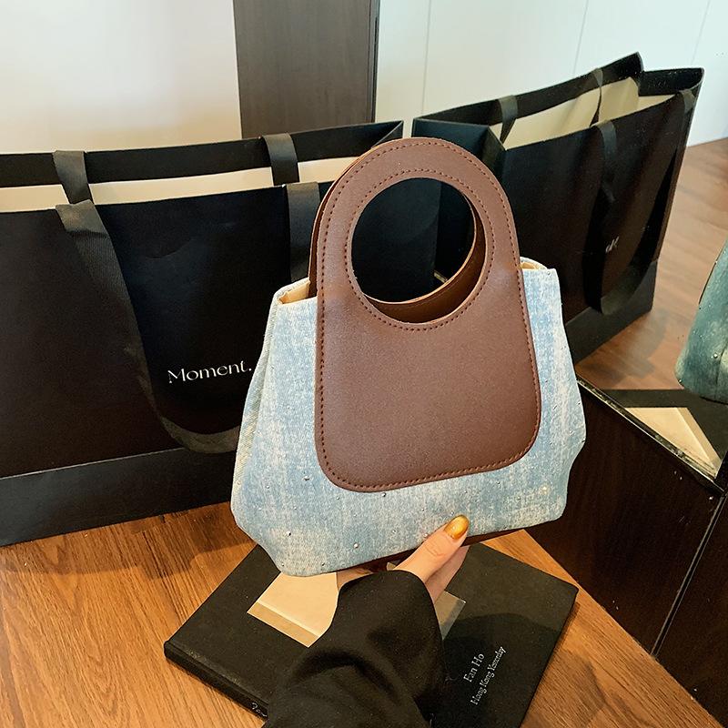 

2025 summer weaving hand carrying bucket bag lunch box handbag female work class vacation bento bag handbag weaving коричневий