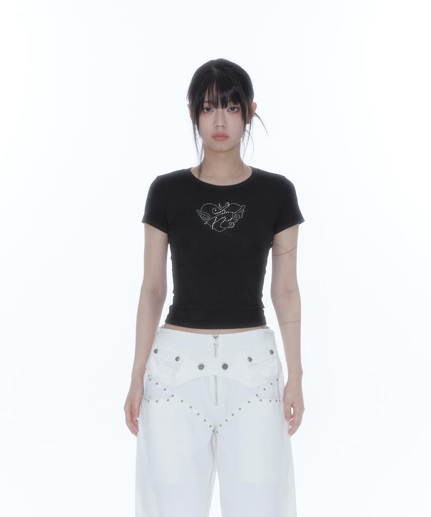 Kasiko Flower Heart Baby Tee Black