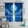 2D Flat Printing Ocean Starry Design Theme Doorway Curtain Rod Pocket   Lightweight Design   Perfect for Creating A Serene Atmosph