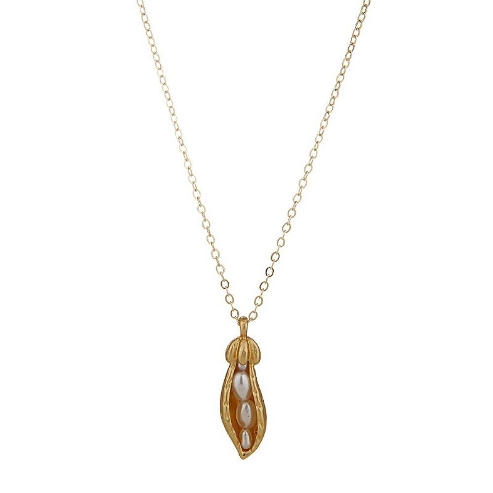 Copper Alloy Sweater Chain Gold Plated Pea Pearl Necklace Fashionable Peanut Pearl Necklace Women