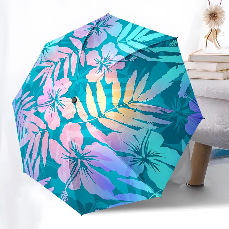 1pc Tropical Floral Pattern Umbrella with Plastic Handle,Vibrant Cartoon Pattern,Multi-functional UmbrellaB1966