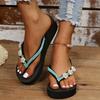 Summer Foreign Trade New European and American Thick-bottomed Herringbone Drag Rhinestone Pearl Slope Heel Large Size Women's Sandals