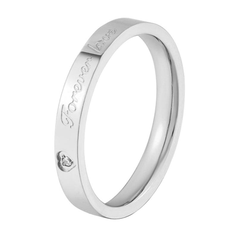 Foverlove Titanium Steel Electroplated Diamond Ring Niche Simple Couple Ring Women's Love English