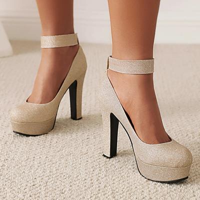 Scarpe Décolleté con Plateau e Tacco Alto da Donna Scarpe da Festa Matrimonio Lusso Paillettes Oro Argento Nero Tacco Largo Taglia Grande Femminile