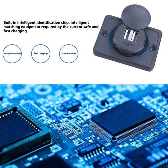 Dual USB Car Charger Socket 3.1A Power Outlet Dual Port Quick Car Charger Adapter with LED Indicator 12V-24V Fast Charging Station for Phones Tablets