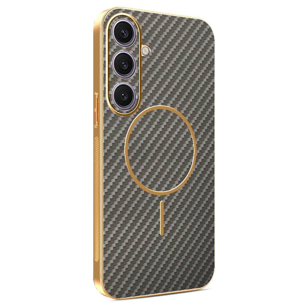 

For Samsung Galaxy S26+ Case Carbon Fiber Textured Electroplated TPU Phone Back Cover