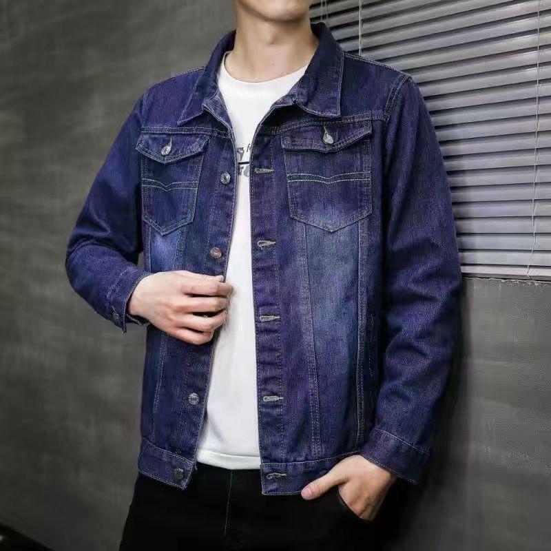 Men's Korean Style Embroidered Denim Jacket - Trendy, Loose, Casual for Spring and Autumn.