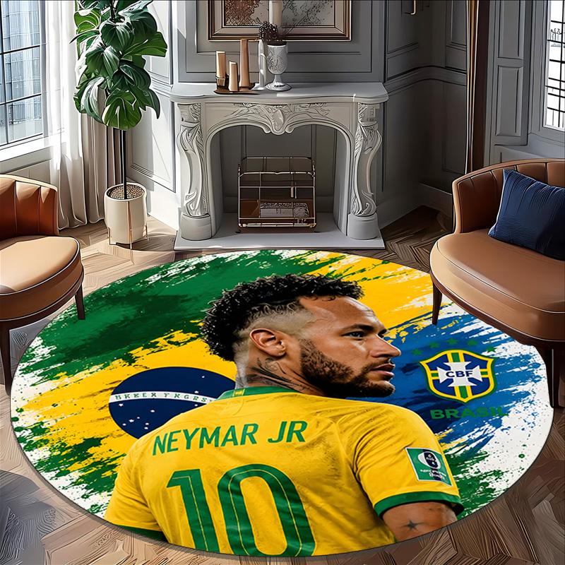 1pc Neymar15 Carpet, Round Rug, Comfortable, Suitable for Entryways, Living Rooms, Office, And Bedrooms, Christmas Decoration