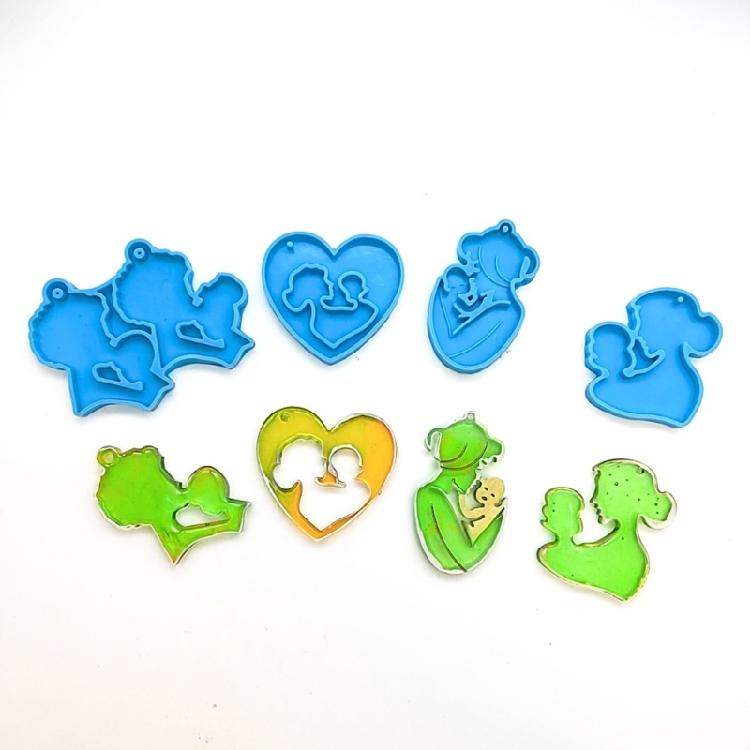 Eltern-Kind Silikonform für Schlüsselanhänger Schmuckherstellung, DIY Anhänger Charms Form