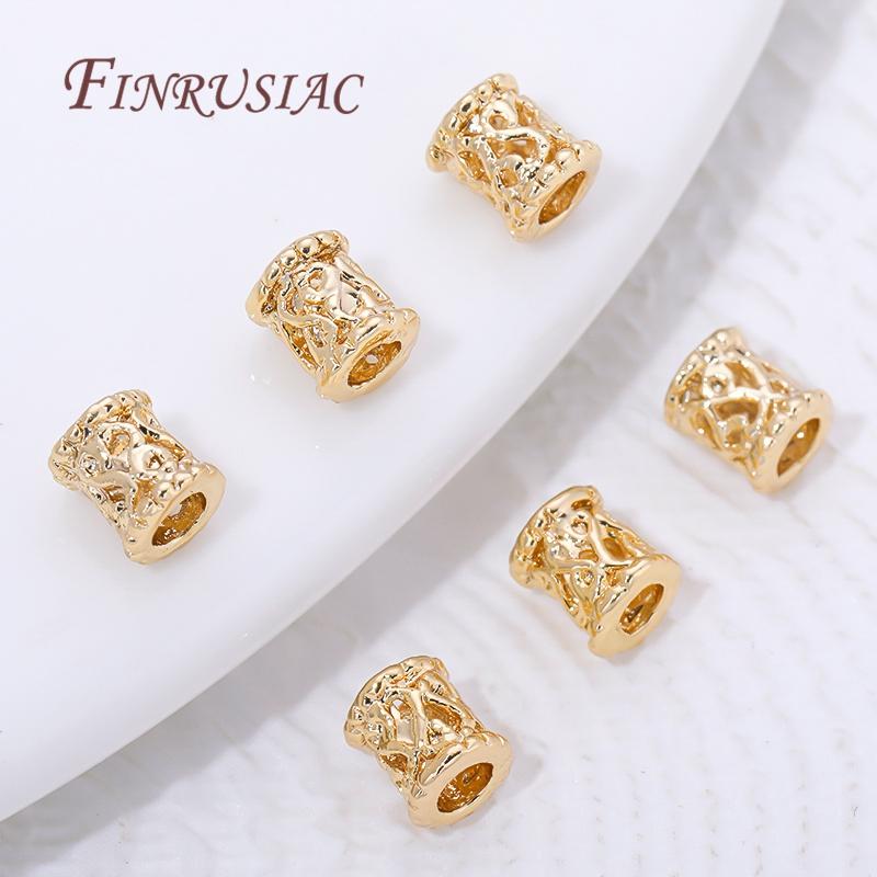 18K Gold Plated Brass Barrel Bead For Bracelets,Accessories For Beads,Metal Separator Beads,DIY Jewelry Making Supplies