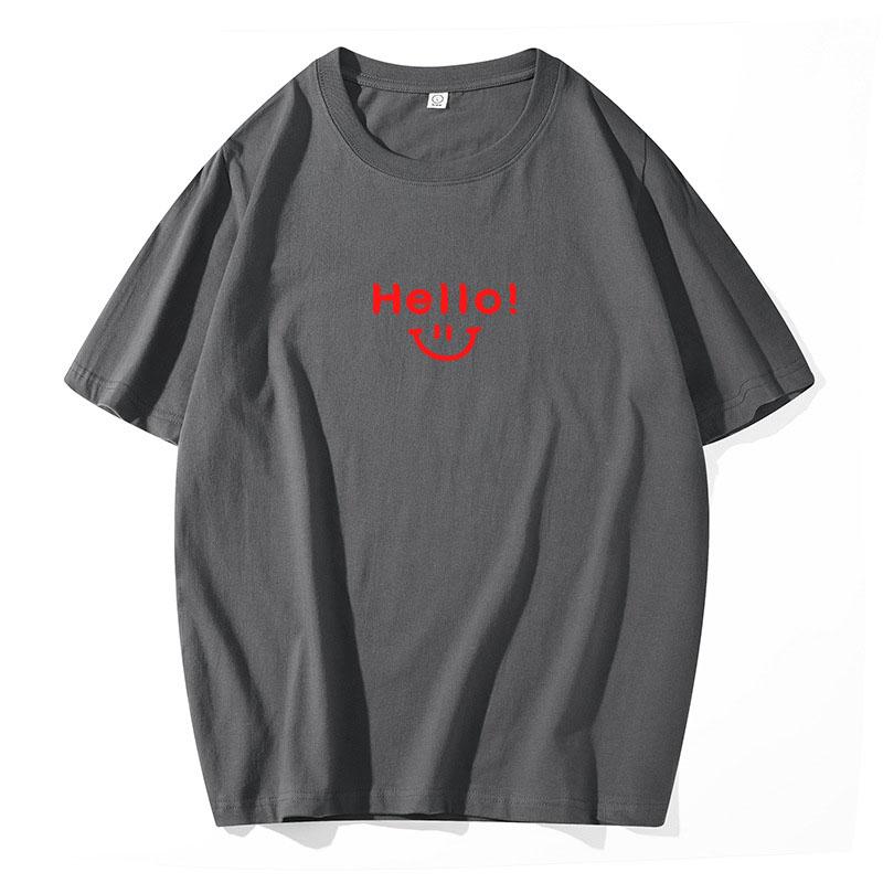 Tricou pentru bărbați de vară, bumbac, cu model cu fața zâmbitoare, imprimat, casual, unisex, cu mânecă scurtă, cu decolteu O