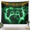 Flame Gaming Controller Tapestry, Black Background with Colorful Controller Pattern for Boys' Bedroom and Gamer Room Decor