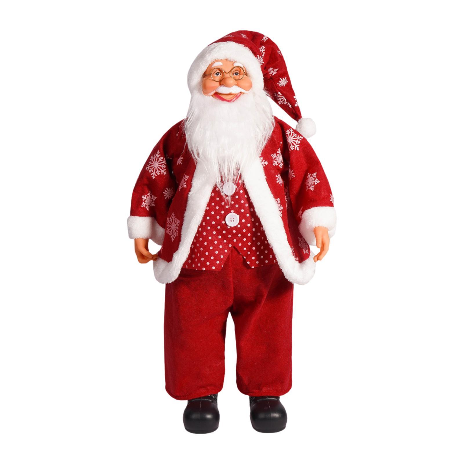 

Standing Santa Claus Christmas Figurine 24 inch Decorative Centerpiece Present Figurine Collectible for Home Shop Indoor Table