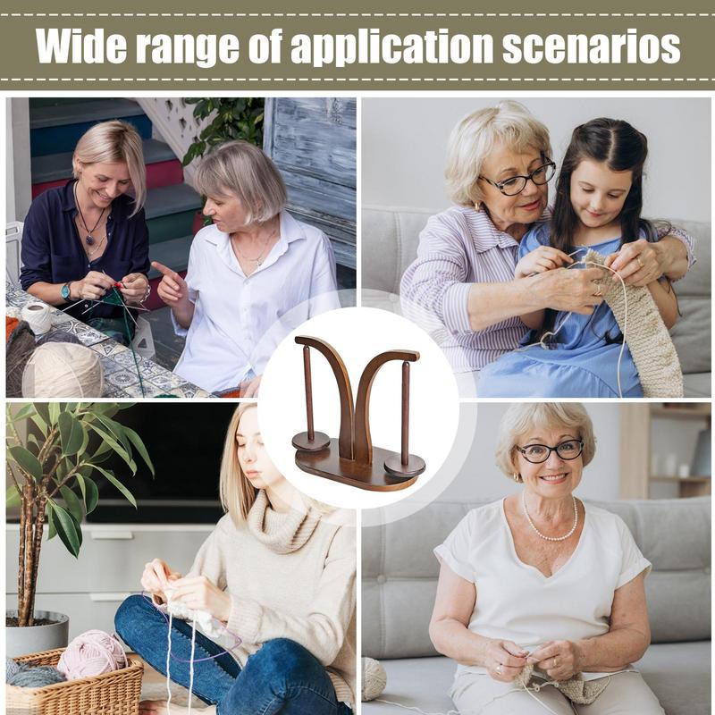 Wooden Yarn Holder Spinnings Knitting Tools Crochet Yarn Holder Rotating Magnetic Thread Spool Wool Ball Winder Rotation Spinner