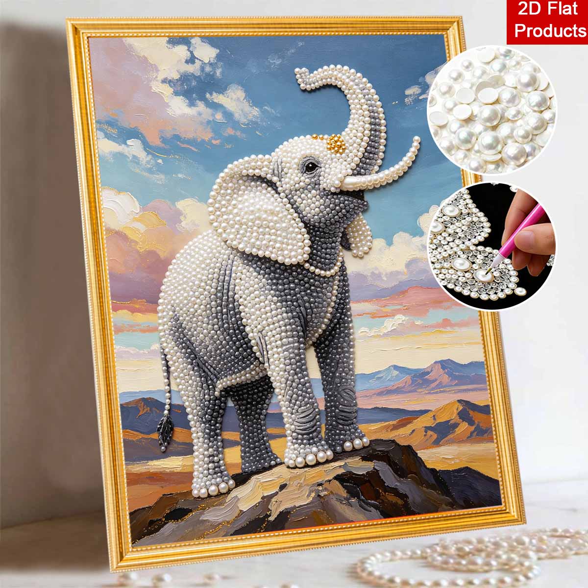 Animal Pearl Painting Handmade 5D DIY Majestic Elephant Home Office Desktop Decoration Painting 30x40
