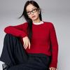 Paruo Women's 100% Cashmere Round Neck Cable Knit Sweater