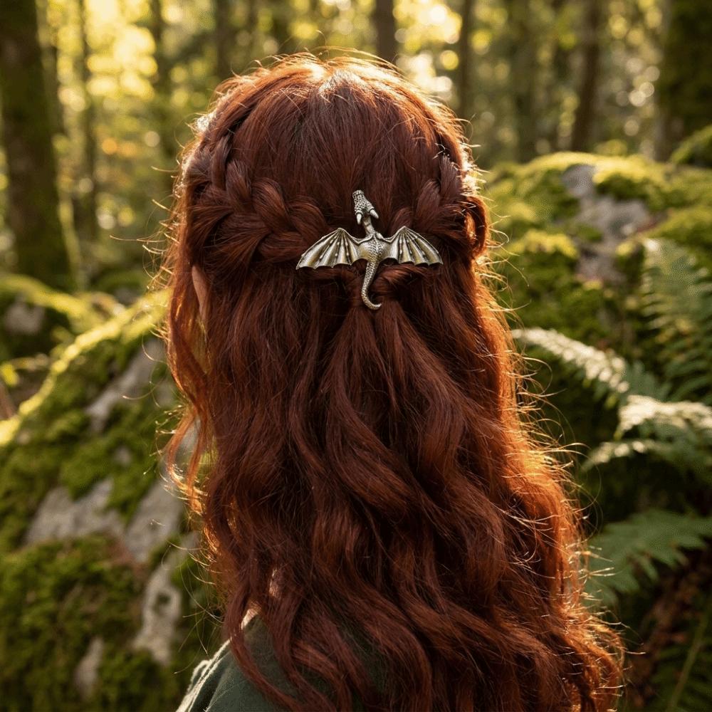 Vintage Flying Dragon Hair Clip Elegant Retro Spring Clip Viking Dragon Hairpin Valentine's Day