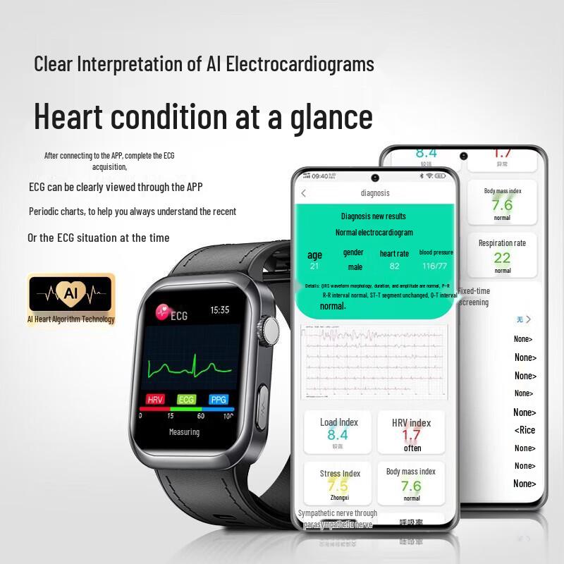 KPEP Medical Certified Smartwatch with Airbag Blood Pressure Monitoring (CN version)
