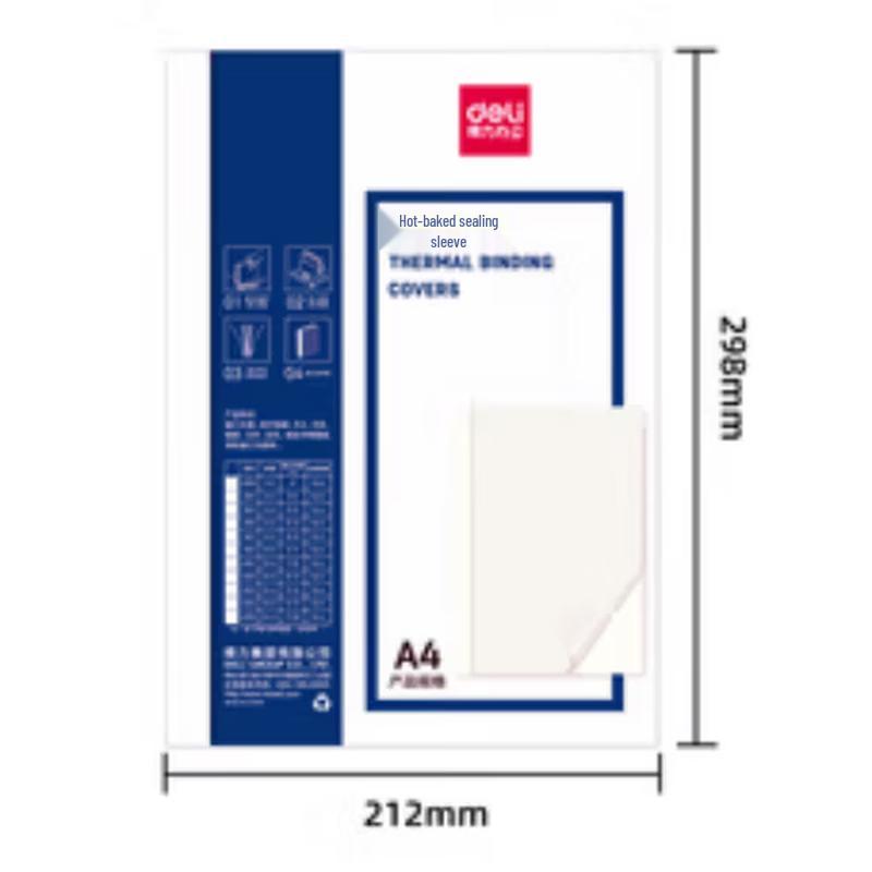 Deli GB184 18mm White Thermal Binding Covers (4-Pack)