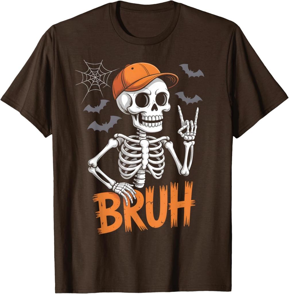 Cool Bruh Skeleton Funny Rock Halloween Design Unisex T-Shirt
