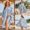 Printed Shirt Beach Jacket Bikini with Sun Protection Cardigan Vacation Swimsuit Blouse