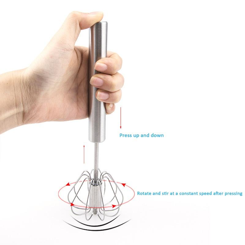 Semi-automatic Egg Beater Stainless Steel Egg Whisk Manual Hand Mixer Self Turning Egg Stirrer Kitchen Accessories Egg Tools