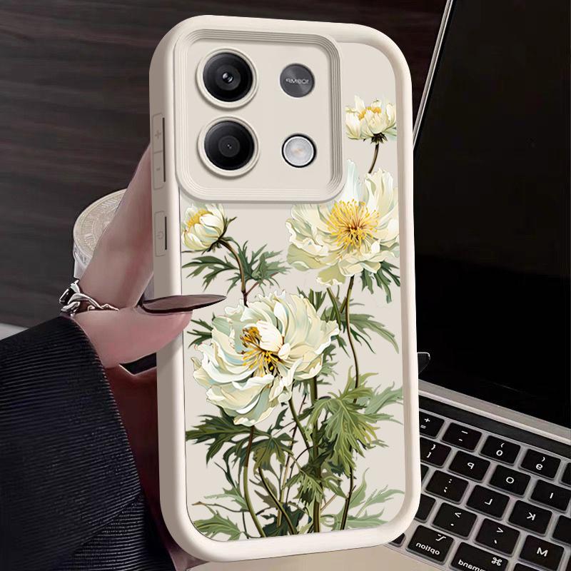 White Flower Pattern Case For Xiaomi Redmi Note 14 4G 13 Pro Plus Note 13 12 14 Pro 5G 11S 13C Soft TPU Silicone Phone Cover