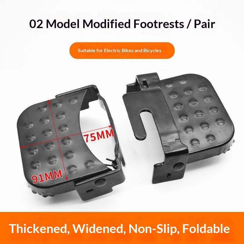 1Pair Universal Mountain Bike Electric Bike Folding Footrest With Elastic Spring Oversized Design Rust-Resistant Paint Finish