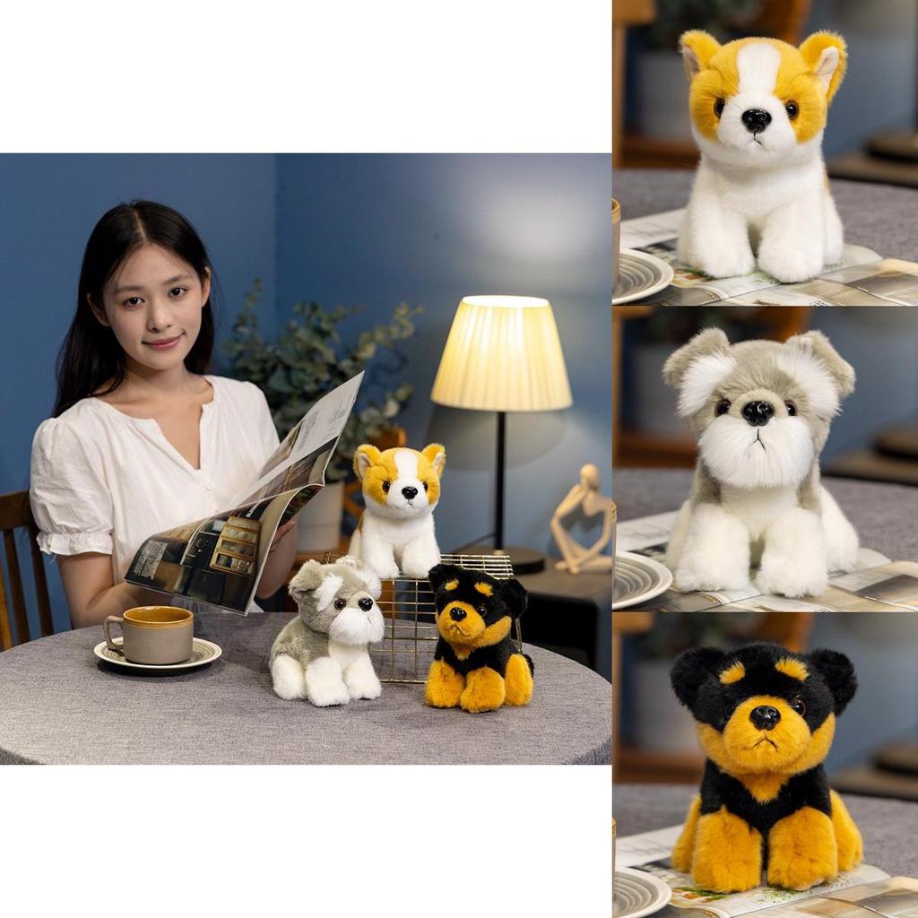 Adorable Realistic Plush Dog Toy Cute Shiba Inu Schnauzer Rottweiler Stuffed Animal For Kids