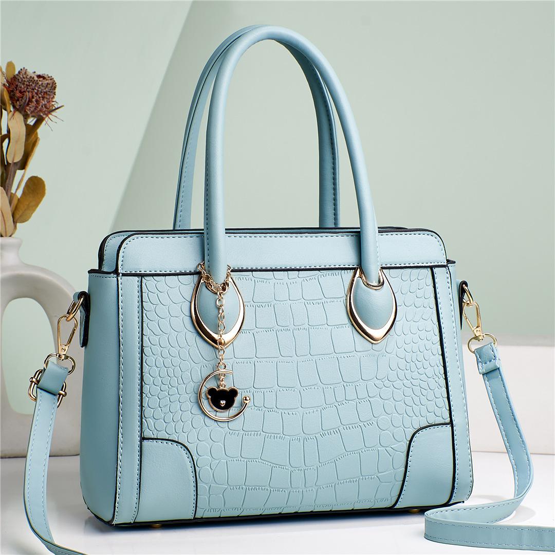 

Женская сумка на одно плечо, текстурированная текстура с каменным зерном, большая вместительная женская сумка через плечо на одно плечо, сращивание через плечо синий