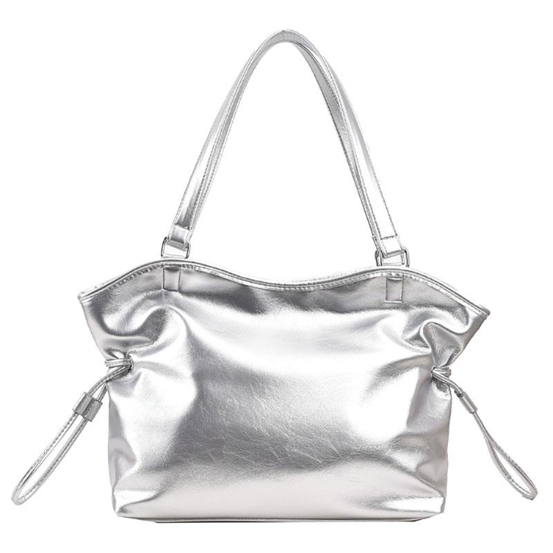 Black Bright Face Large Capacity Bag For Women Autumn Winter  New Shoulder Bags Casual Simple Texture Commuter Tote Pack