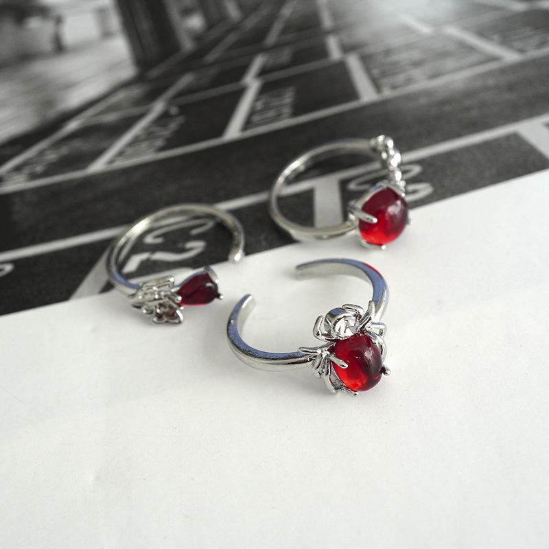 Ruby Insect Combination Ring Female Cold Wind Niche Design Advanced Sense Personality Open Ring