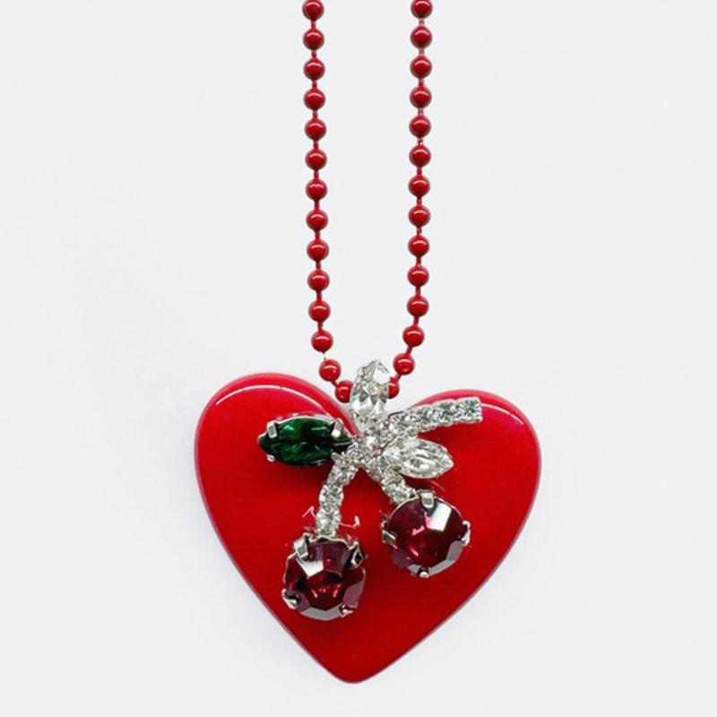 VERRYTASTE Cherry Heart Necklace - Red