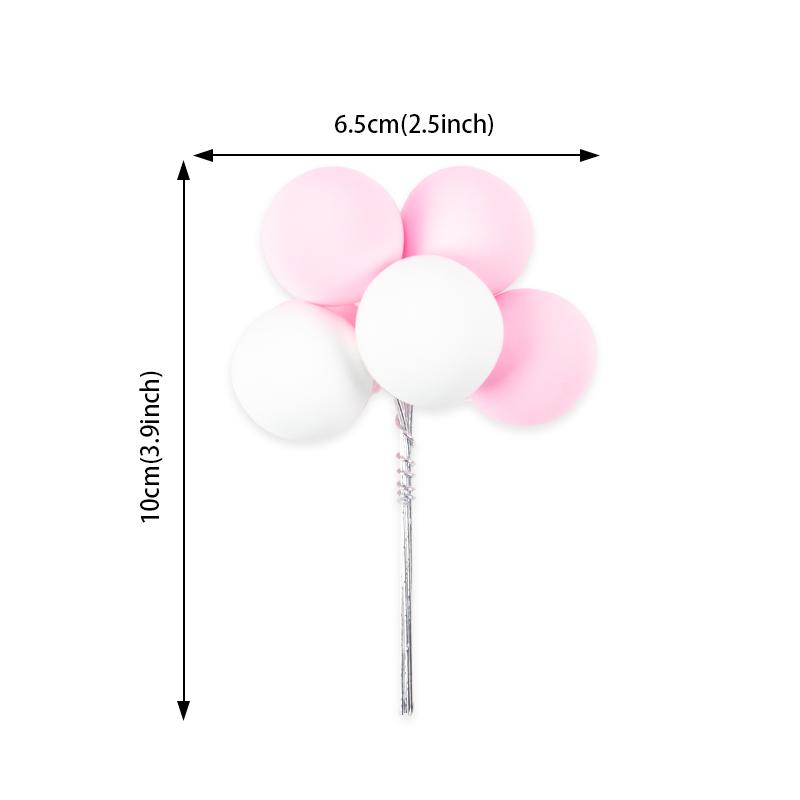 8pcs Ball Bundle Colorful Clay Balloons Cake Toppers Creative Cupcake Card Flag Wedding Birthday Party Baby Shower Dessert Decor